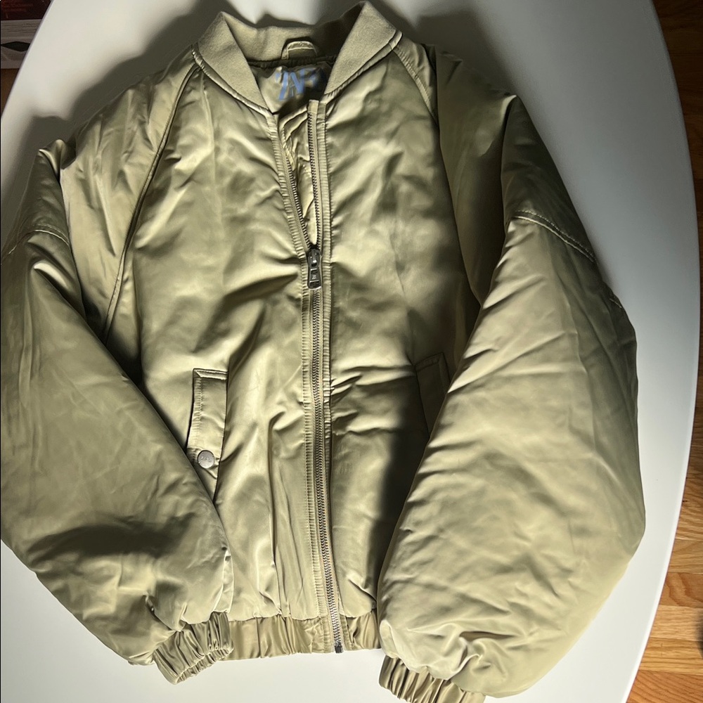 Zara Kids Khaki Puffy Bomber Jacket. Size 13-14